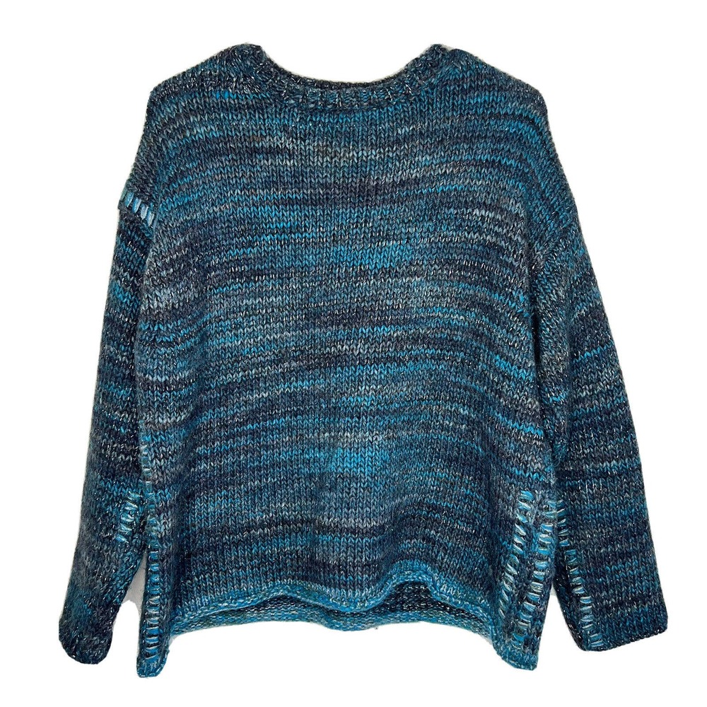 Zadig & Voltaire Teal Metallic Knit Daphnee Mix Blue Sweater Wool Alpaca Small